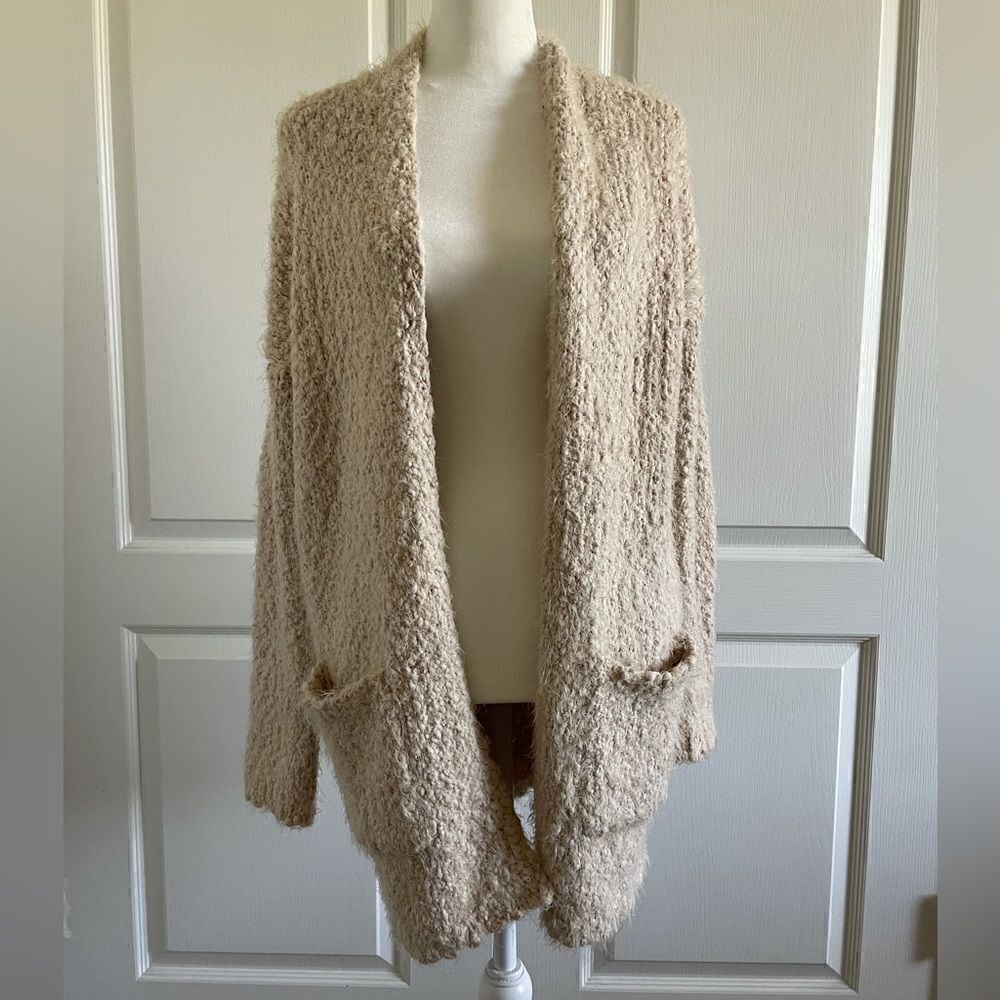 Altar’d State Women’s Tan Open Front Cotton Blend Cardigan Size Small